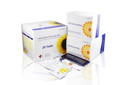 Picture of Rapid Test Kit Hemosure® Colorectal Cancer Screening Fecal Occult Blood Test (iFOB or FIT) Stool Sample 20 TestsDUO-IFOB20