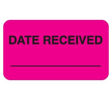 Picture of Pre-Printed / Write On Label Communication Fill In Pink Paper DATE RECEIVED ____________ Black Quality Control Label 1 X 3-3/4 Inch8035