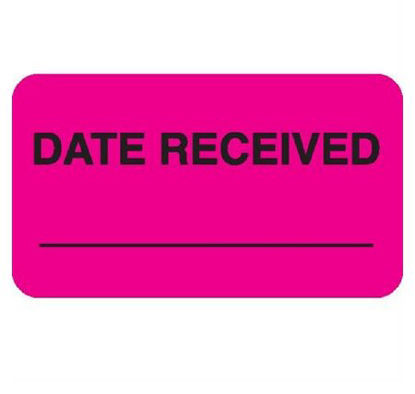 Picture of Pre-Printed / Write On Label Communication Fill In Pink Paper DATE RECEIVED ____________ Black Quality Control Label 1 X 3-3/4 Inch8035