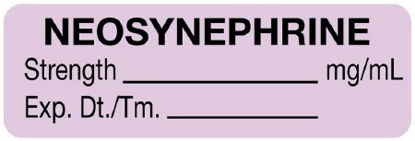 Picture of Drug Label UAL™ Anesthesia Label Neosynephrine Strength_mg/mL Exp Dt Tm_ Lavender 1/2 X 1-1/2 InchULAM414