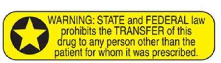 Picture of Pre-Printed Label HCL® Warning Label Yellow Paper Warning State and Federal Law Black Caution 5/8 X 1-5/8 Inch2111
