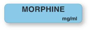 Picture of Drug Label UAL™ Anesthesia Label Morphine Strength_mg/mL Exp Dt Tm Light Blue 1/2 X 1-1/2 InchULAL762