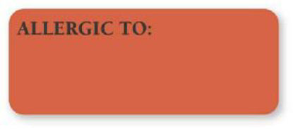 Picture of Pre-Printed Label UAL™ Allergy Alert Red Paper Allergic To Black Alert Label 7/8 X 3 InchULVH101