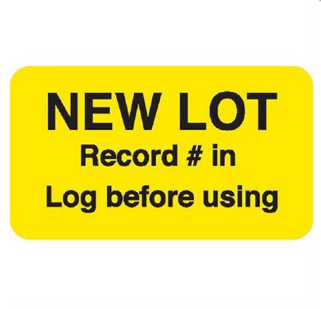 Picture of Pre-Printed Label Safety Data Yellow Paper New Lot 1 X 3-3/4 Inch9106