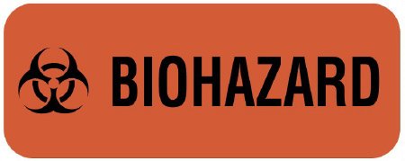 Picture of Pre-Printed Label UAL™ Warning Label Fluorescent Red Paper Biohazard / Symbol Black Biohazard 7/8 X 2-1/4 InchULBH201