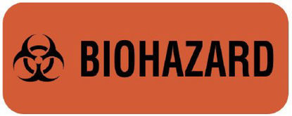 Picture of Pre-Printed Label UAL™ Warning Label Fluorescent Red Paper Biohazard / Symbol Black Biohazard 7/8 X 2-1/4 InchULBH201