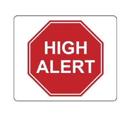 Picture of Pre-Printed Label Warning Label Red Paper High Alert White Alert Label 3 X 3.625 Inch4650