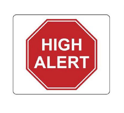 Picture of Pre-Printed Label Warning Label Red Paper High Alert White Alert Label 3 X 3.625 Inch4650
