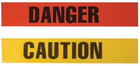 Picture of Pre-Printed Label Safety Flag™ Warning Label Yellow Tape Caution Black 3 X 1000 InchCBT3F-3