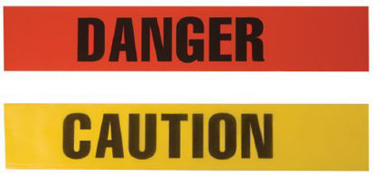 Picture of Pre-Printed Label Safety Flag™ Warning Label Yellow Tape Caution Black 3 X 1000 InchCBT3F-3