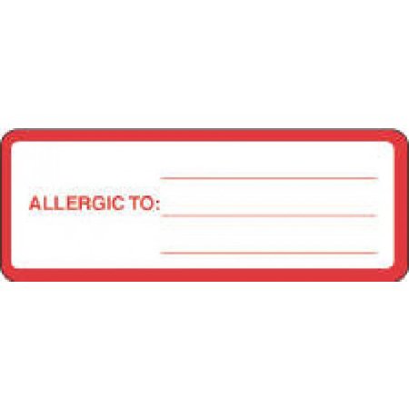 Picture of Pre-Printed Label Allergy Alert Red / White Paper ALLERGIC TO: _______ Red Alert Label 1-1/8 X 3 Inch59704575