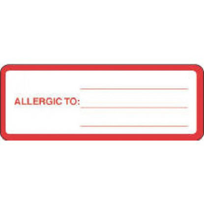 Picture of Pre-Printed Label Allergy Alert Red / White Paper ALLERGIC TO: _______ Red Alert Label 1-1/8 X 3 Inch59704575