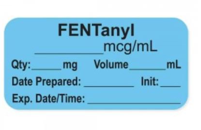 Picture of Drug Label PDC® Anesthesia Label FentanyL_mcg_mL Date_Time_Int Blue 1/2 X 1-1/2 InchLAN-2-7