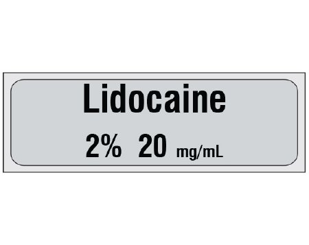 Picture of Drug Label Shamrock Anesthesia Label Lidocaine / 2% 20 mg/mL Gray 1/2 X 1 InchSA-3011-PRE