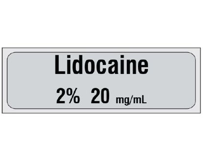 Picture of Drug Label Shamrock Anesthesia Label Lidocaine / 2% 20 mg/mL Gray 1/2 X 1 InchSA-3011-PRE