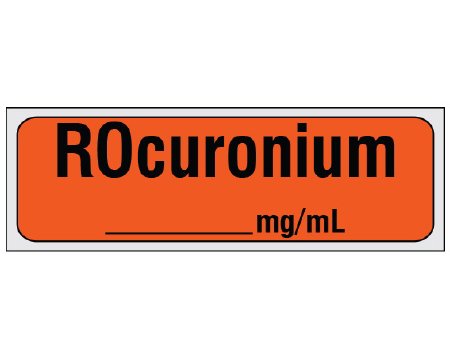 Picture of Drug Label Shamrock Anesthesia Label ROCuronium / _____ mg / mL Orange 1/2 X 1 InchSA-2214-PRE