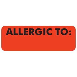 Picture of Pre-Printed Label Allergy Alert Red ALLERGIC TO: _______ Alert Label 1 X 3 InchMAP3240