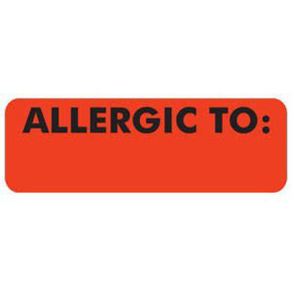 Picture of Pre-Printed Label Allergy Alert Red ALLERGIC TO: _______ Alert Label 1 X 3 InchMAP3240