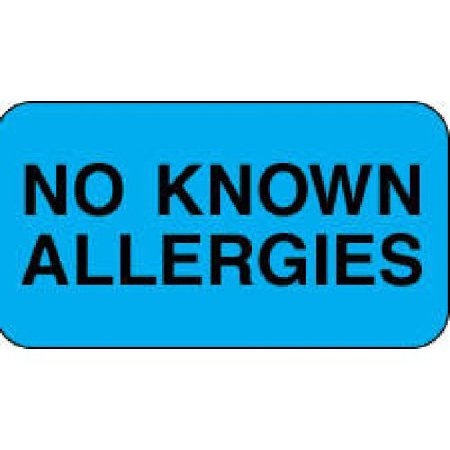 Picture of Pre-Printed Label Allergy Alert Blue Paper No Known Allergies Black Alert Label 7/8 X 1-5/8 Inch59710172