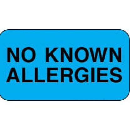 Picture of Pre-Printed Label Allergy Alert Blue Paper No Known Allergies Black Alert Label 7/8 X 1-5/8 Inch59710172