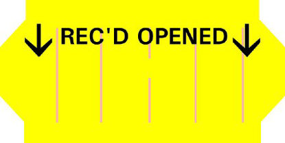 Picture of Pre-Printed Label TXII® Advisory Label Yellow Received Opened Black Quality Control Label 1/2 X 1 InchTX-RO