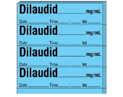 Picture of Drug Label Shamrock Anesthesia Label DILAUDID _____ mg / mL / Date _____ Time _____ Int. _____ Blue 1/2 X 1 InchSA-2414-DTI-PK