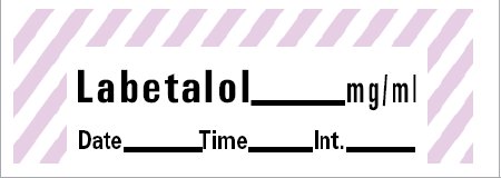 Picture of Drug Label Barkley® Anesthesia Label Labetalol mg/mL Date_Time_Int Violet / White 1/2 X 1-1/2 InchLANS-117