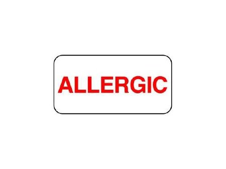 Picture of Pre-Printed Label Allergy Alert White Allergic Red Alert Label 3/4 X 1-1/2 InchNL-103