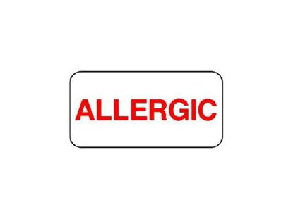 Picture of Pre-Printed Label Allergy Alert White Allergic Red Alert Label 3/4 X 1-1/2 InchNL-103