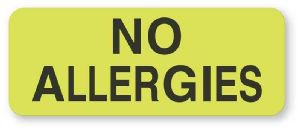 Picture of Pre-Printed Label Allergy Alert Green Fluorescent Paper No Allergies Black Alert Label 7/8 X 3 InchULHN208