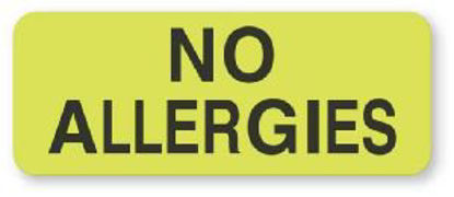 Picture of Pre-Printed Label Allergy Alert Green Fluorescent Paper No Allergies Black Alert Label 7/8 X 3 InchULHN208