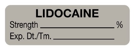 Picture of Drug Label UAL™ Anesthesia Label Lidocaine Strength_% Exp dt Tm_ Gray 1/2 X 1-1/2 InchULAL075