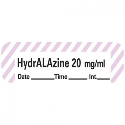 Picture of Drug Label PDC® Anesthesia Label HydrALAzine 20mg/mL Date_Time_Int Violet / White 1/2 X 1-1/2 InchLANS-118D20