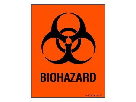 Picture of Pre-Printed Label Shamrock Warning Label Fluorescent Red Biohazard / Symbol Black Biohazard 8 X 10 InchSBH-101