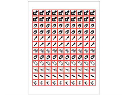 Picture of Pre-Printed Label Shamrock Warning Label Red / White Kimdura / Mylar Symbols Black Biohazard 3/4 X 3/4 InchGHS-PIC-34