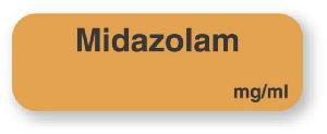 Picture of Drug Label UAL™ Anesthesia Label Midazolam mg/mL Orange 1/2 X 1/1/2 InchULAM257