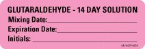 Picture of Drug Label MedVision® Anesthesia Label Glutaraldehyde 14 Day Solution Mixing Date_ExpirationDate_ Int Pink 1 X 2-15/16 InchMV06FP4859