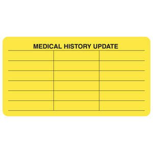 Picture of Pre-Printed Label Communication Fill In Yellow Medical History Black 1-1/4 X 3-3/4 InchMAP3600