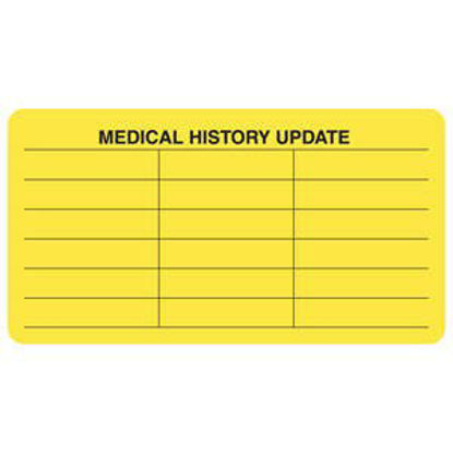 Picture of Pre-Printed Label Communication Fill In Yellow Medical History Black 1-1/4 X 3-3/4 InchMAP3600