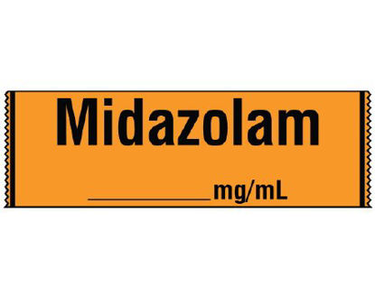 Picture of Drug Label Shamrock Anesthesia Label Midazolam_mg/ML Orange 1/2 X 1 InchSA-212