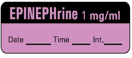 Picture of Drug Label Barkley® Anesthesia Label EPINEPHrine 1 mg/mL Date_Time_Int_ Violet 1/2 X 1-1/2 InchLAN-6D1
