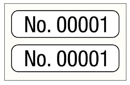 Picture of Pre-Printed Label UAL™ Communication Fill In White Paper NO. 00001 / NO. 00001 Black Numeric 1 X 1/4 InchULCN101