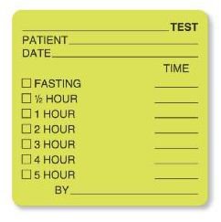 Picture of Pre-Printed Label UAL™ Laboratory Use Green Paper _Test Patient_Date_Fast_Time_ Black Lab / Specimen 2-1/2 X 2-1/2 InchULCL400