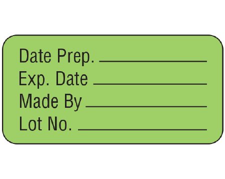 Picture of Pre-Printed / Write On Label Shamrock Communication Fill In Green Vac Date Prep. _____ / Exp Date _____ … Black Quality Control Label 3/4 X 1-1/2 InchUPCR-3013