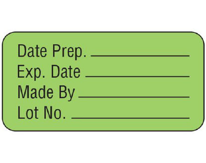 Picture of Pre-Printed / Write On Label Shamrock Communication Fill In Green Vac Date Prep. _____ / Exp Date _____ … Black Quality Control Label 3/4 X 1-1/2 InchUPCR-3013