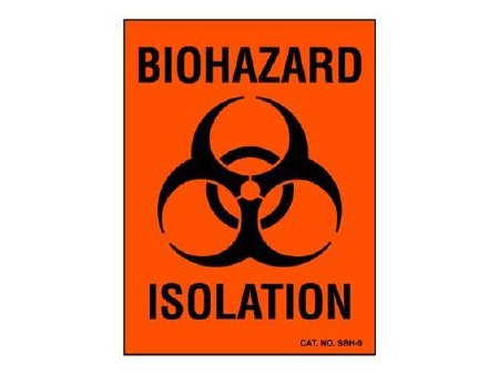 Picture of Pre-Printed Label Shamrock Warning Label Fluorescent Red Biohazard Isolation / Symbol Black Biohazard 3 X 4 InchSBH-9