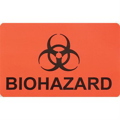 Picture of Pre-Printed Label Warning Label Red Paper Biohazard Black Biohazard 1-3/4 X 2-3/4 Inch1022