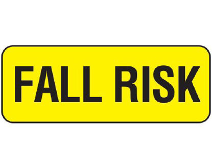 Picture of Pre-Printed Label Shamrock Advisory Label Yellow Vac FALL RISK Black Alert Label 5/16 X 13/16 InchWAL-10