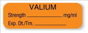 Picture of Drug Label UAL™ Anesthesia Label Valium Strength_mg/mL Exp Dt Tm Orange 1/2 X 1-1/2 InchULAM774