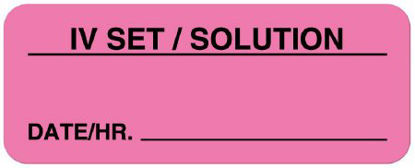 Picture of Pre-Printed Label UAL™ Anesthesia Label Pink Paper IV Set / Solutions Black Syringe Label 7/8 X 2-1/4 InchULIV257